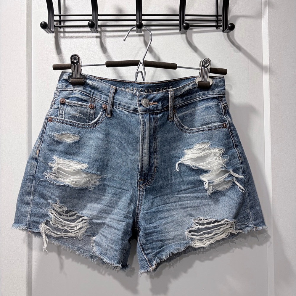 American Eagle Outfitters Light Blue Ripped Jean Shorts